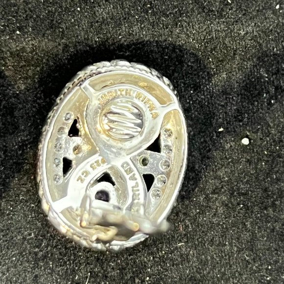 VTG Judith Ripka Sterling Silver Amethyst & CZ Clip On Earrings Signed (3549) - Picture 9 of 9